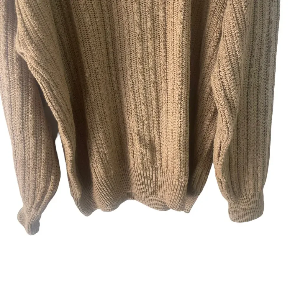 Kaufman's Enro Vintage 90s Men's Size Big‎ 1XL Tan Chunky Knit Sweater